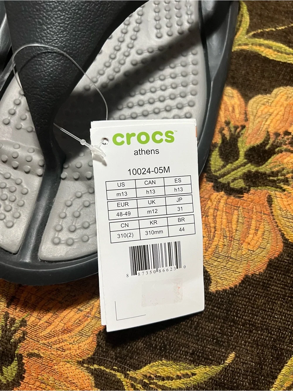 CROCS Men’s Black and Light Gray Flip Flops